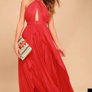 Lulus On My Own Red Maxi Dress